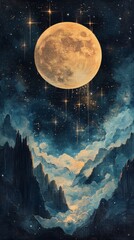 Fototapeta premium Celestial Textiles Design, imaginative illustrations inspired by the cosmos for unique home décor, blending artistry with universal themes