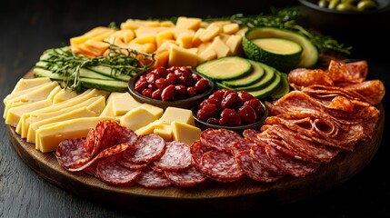 Obraz premium Keto Friendly Charcuterie Board Overhead Shot
