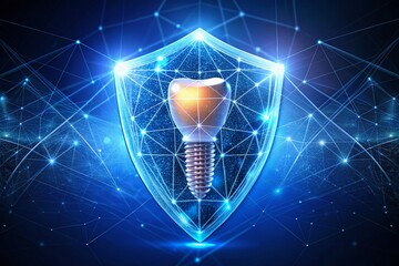 Futuristic Dental Implant Shield with Low Poly Design for Medical Innovation and Immunity Protection