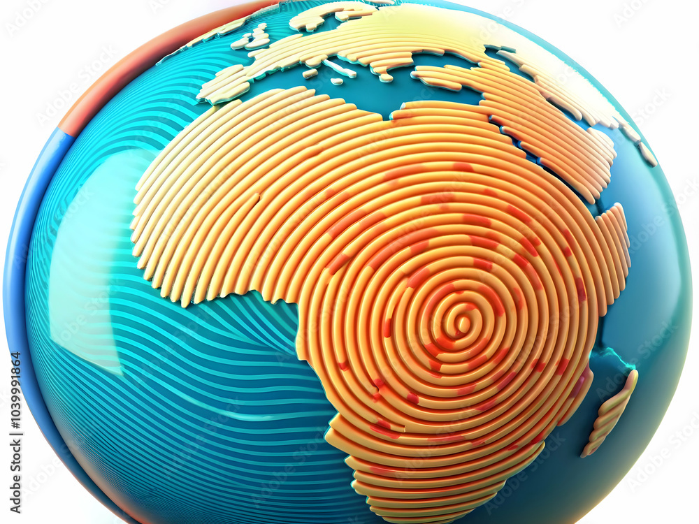 Poster digital fingerprint globe concept unique identities global data network image plain background ample
