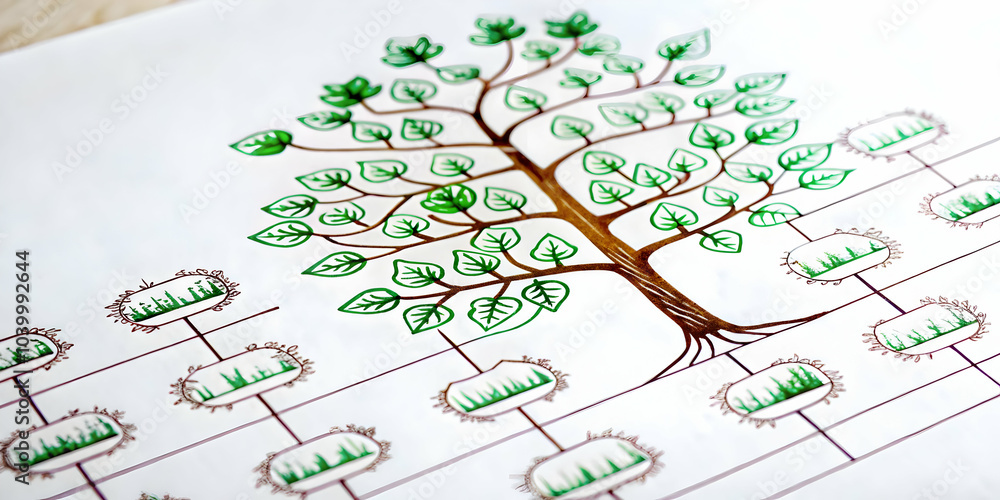 Poster macro family tree drawing paper generations connection image symbolizing continuity heritage roots w