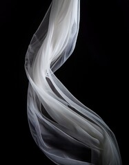 Fototapeta premium Ethereal white fabric, dancing in the light, enigmatic shadows, symbolizing purity and love, classic and graceful.
