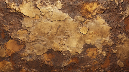 Fototapeta premium Textured abstract background with peeling layers revealing earthy tones and weathered rustic appearance