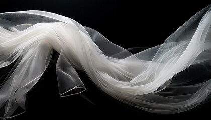 Fototapeta premium Flowing white fabric, delicate and ethereal, mysterious and enigmatic, symbolic of purity and innocence, elegant and timeless.