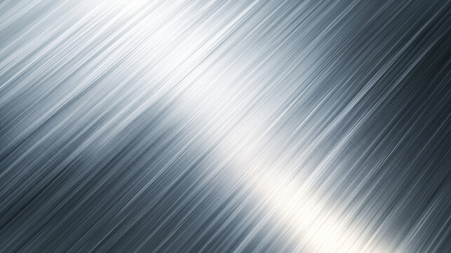 Metallic abstract background with brushed silver texture showcasing dynamic light reflections in a smooth finish