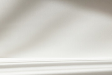 Abstract white studio background with shadows of window. Empty 3d room. Display product with blurred backdrop.