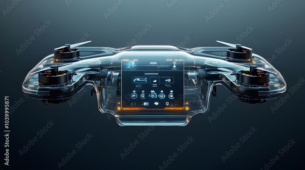 Poster sleek underwater drone control interface with transparent display