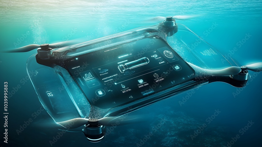 Aufkleber underwater drone control with sleek modern transparent ui interface