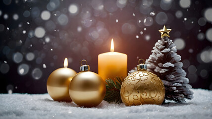 christmas decoration with candles, ai generated
