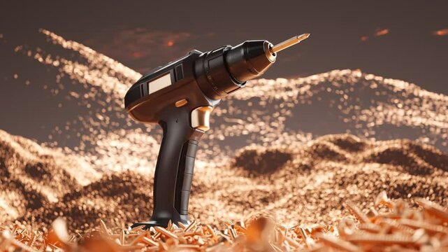 Industrial Drill amidst Metal Shavings