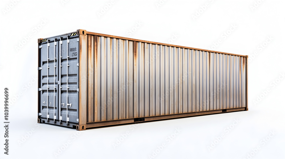 Poster large shipping container with custom company branding on white background