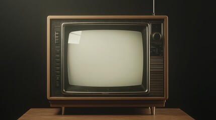 Zoomed-in view of the static-filled screen of a vintage television, glowing softly in the dark, very realistic