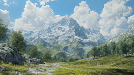 Stunning view of watzmann mountain on a sunny day