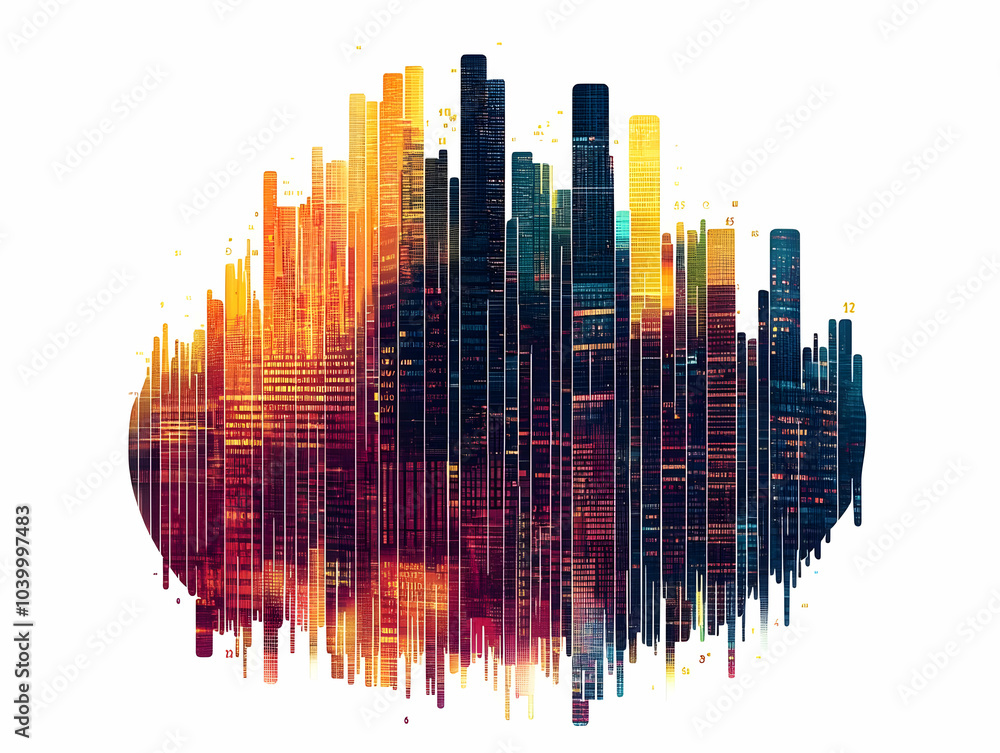 Poster flat fingerprint market trend lines vector pattern financial charts icons concept simple illustratio
