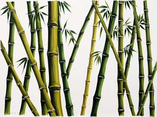 Bamboo shoots hand drawn painted painting illustration on plain white background