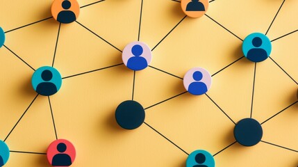 A colorful network of interconnected circles representing social connections, illustrating relationships and interactions among individuals.