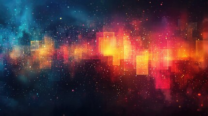 Obraz premium Abstract background of a starry night sky with a glowing red, orange and yellow colored energy wave.