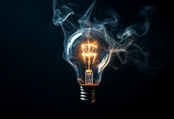 Beautiful retro luxury light lamp decor glowing. Abstract dark background with creative artwork decoration of glowing bulbs.
