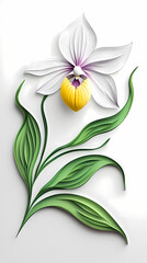 Obraz premium Paphiopedilum Orchids logo 3d vector paper cute