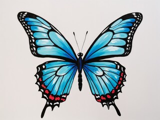 Fototapeta premium Butterfly wings hand drawn painted painting illustration on plain white background