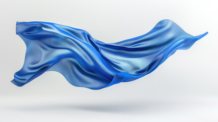 Obraz premium Blue silk fabric flowing and waving in the air