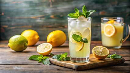Fototapeta premium Cold and refreshing homemade lemonade in sunlight