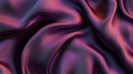 Fototapeta premium Silky fabric in rich shades of purple and black gently draped and illuminated, creating a smooth texture and soft shadows