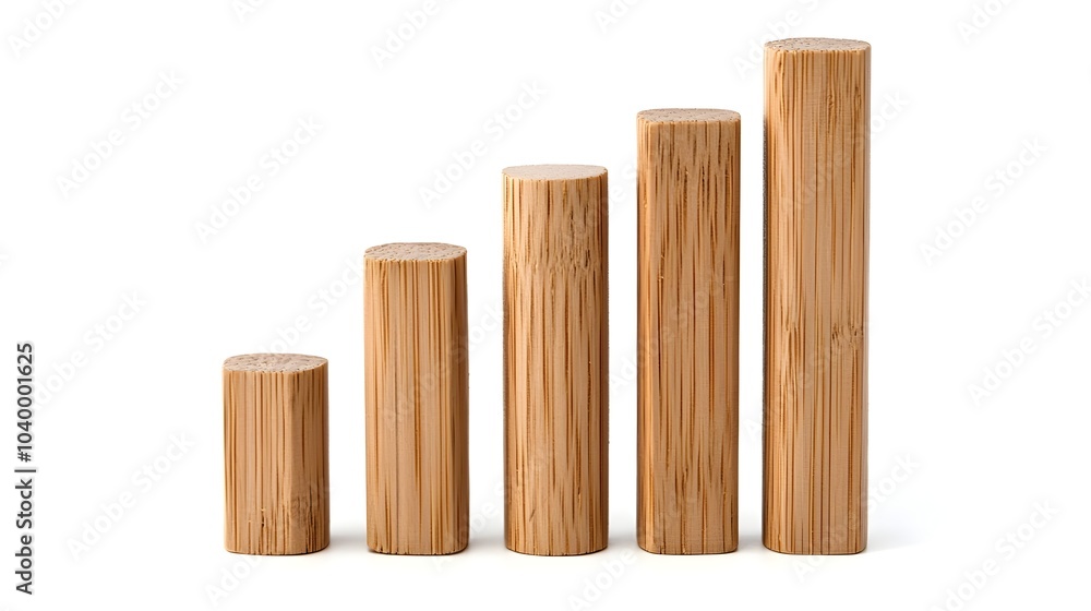 Aufkleber minimalist wooden bar graph icon symbolizing business performance and data insights