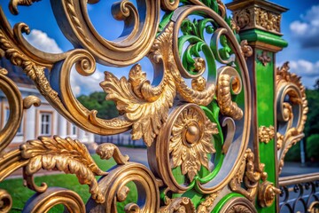 Obraz premium Golden Arabesque Scrolls in Baroque Style - Stunning Drone Photography of Architectural Elegance