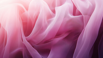 Obraz premium Soft pink and white tulle fabric drapes gracefully, creating a delicate and airy texture, illuminated by gentle studio lighting