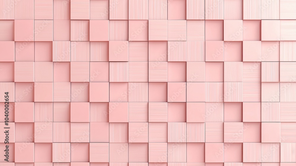 Poster a textured, pink wall composed of various geometric shapes and patterns, creating a modern and artis