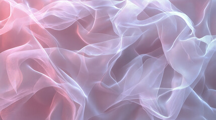 Obraz premium Soft wisps of translucent tulle fabric dance gently in pink and white hues, creating a serene atmosphere in a tranquil setting