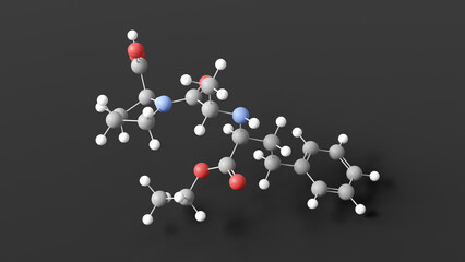 enalapril molecule 3d, molecular structure, ball and stick model, structural chemical formula antihypertensive