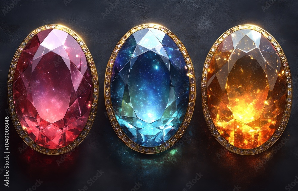 Poster a medieval fantasy ui game frame with gem stones for buttons or medals. elements for rpgavatars, inc