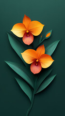 Obraz premium Paphiopedilum Orchids logo 3d vector paper cute