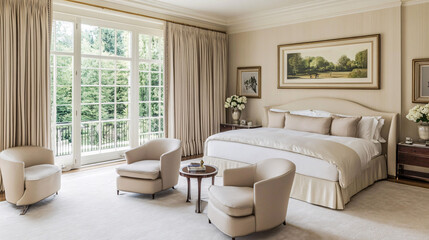 Calm bedroom with soft textures and neutral color palette