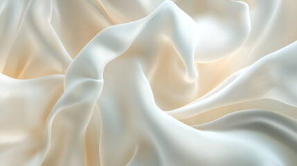 Soft white silk fabric draped elegantly on a light background creating a serene and delicate atmosphere for any setting