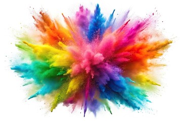 Colored powder explosion on white background