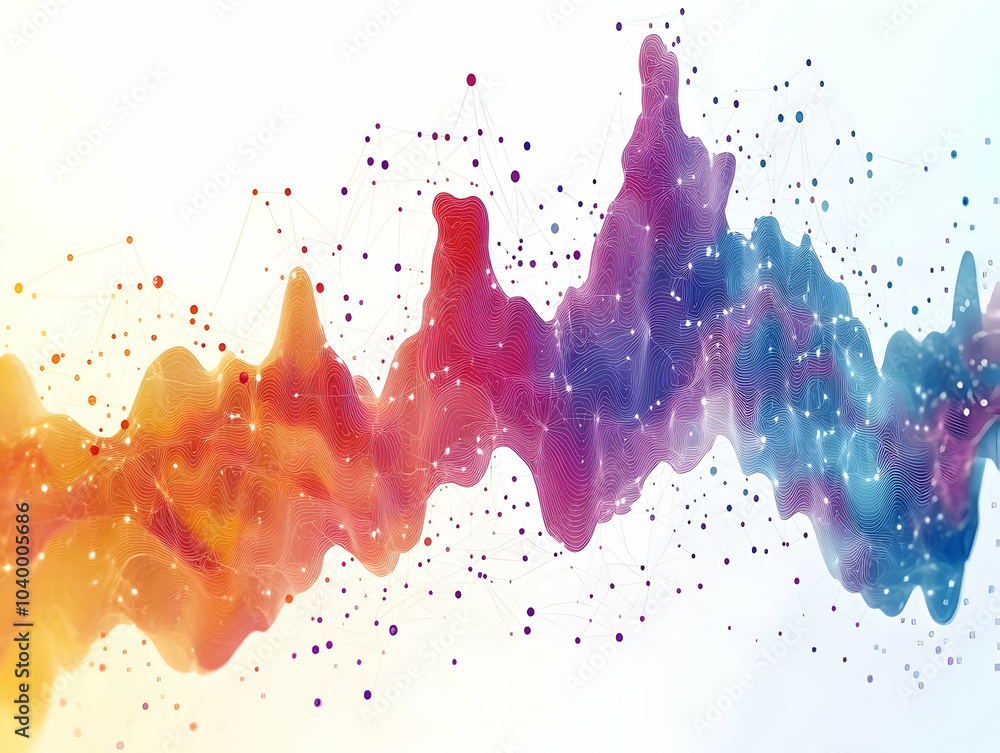 Poster flat fractal revenue growth concept close-up iterative fractal pattern expanding with color shifts i