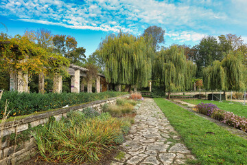 Pergola im Palmengarten, Park, im Herbst, Leipzig, Sachsen, Deutschland