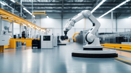 A robot assisting with automated 3D scanning in a high-tech 3D scanning facility with clean, organized scanning stations and advanced 3D scanning equipment, 3D scanning tech style