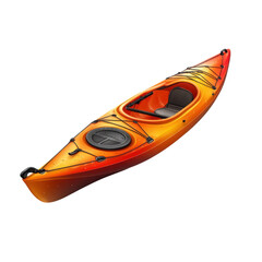 Bright orange kayak, perfect for outdoor adventures, isolated against a clean background.