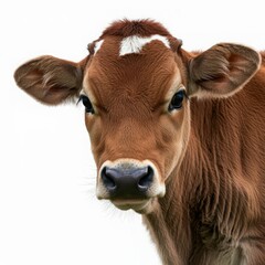 portrait of a cow on white background