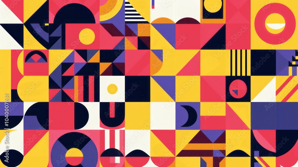 Aufkleber Abstract geometric pattern. Vibrant colorful abstract geometric background with various shapes and patterns. Ideal for modern design projects.