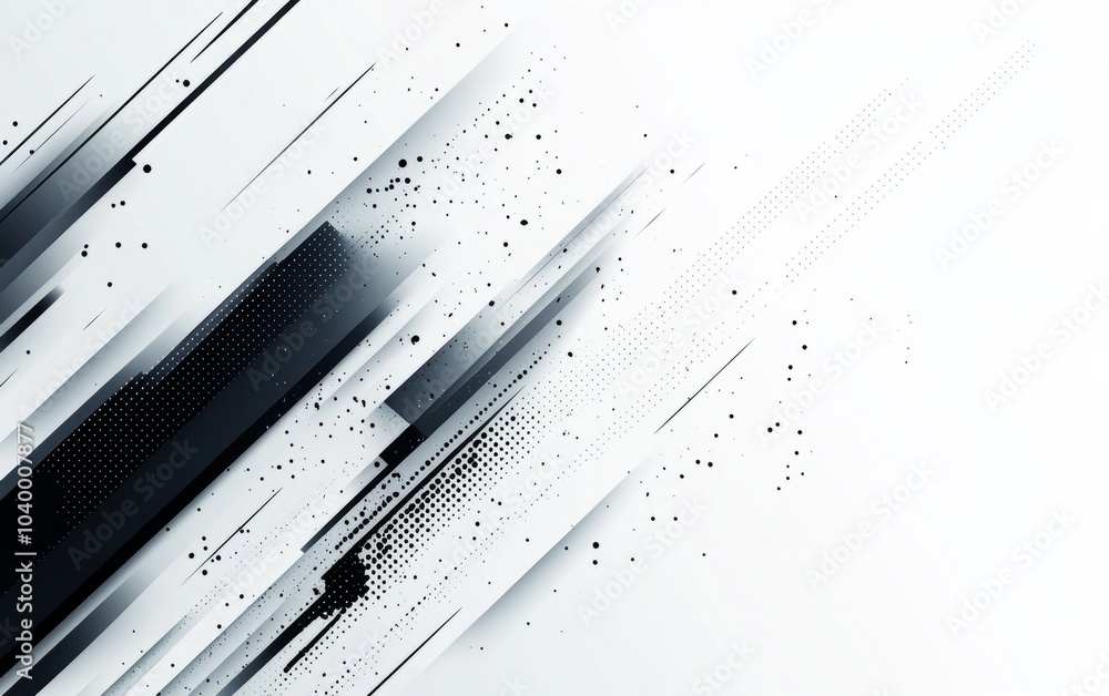 Poster a white background with a series of lines and dots