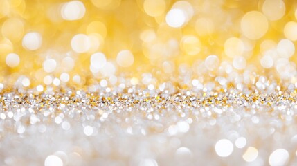 A sparkling yellow and white glitter background creating a festive atmosphere.