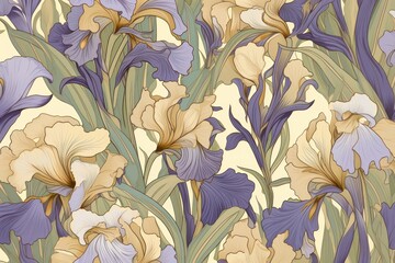 Iris flower pattern plant art.