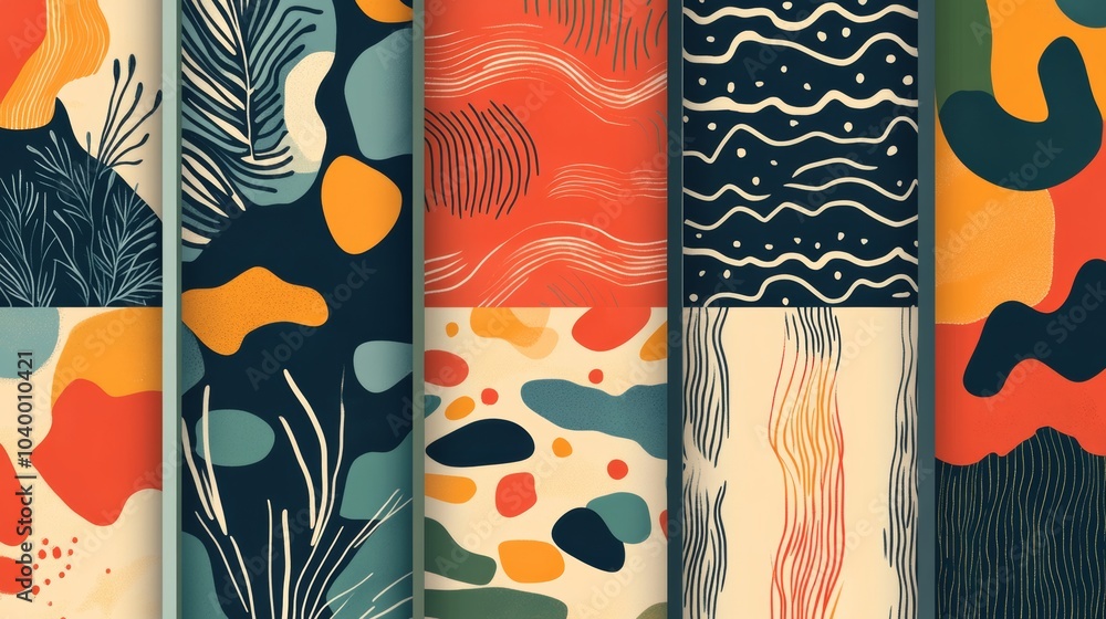 Aufkleber a collection of digital illustrations and graphic patterns, both abstract and modern.