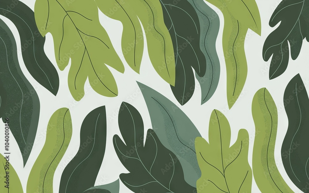 Aufkleber green leaf pattern design. abstract botanical background featuring a collection of stylized green le