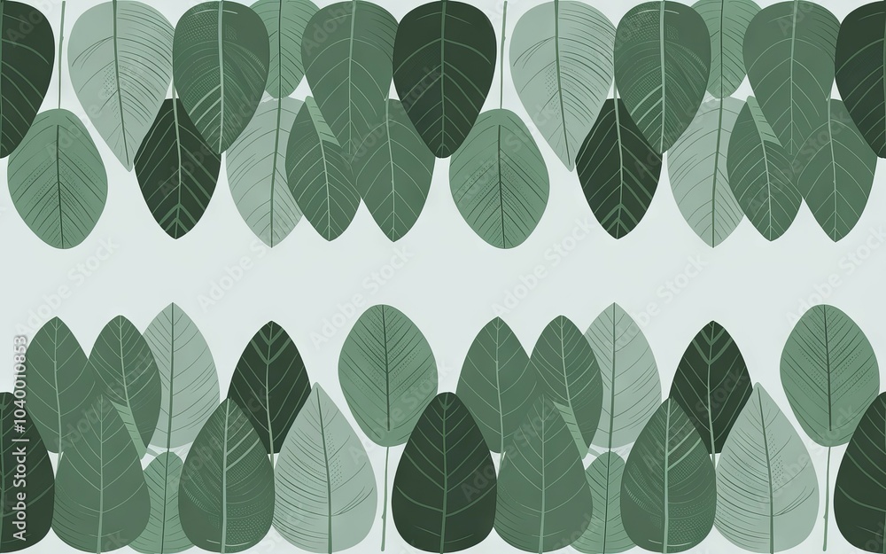 Poster green leaf pattern border. simple green leaves repeating pattern border design. perfect for adding a